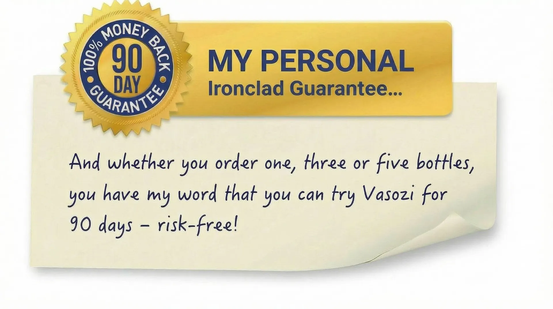 90-day money back guarantee seal with personal guarantee note from Dr. Whitfield