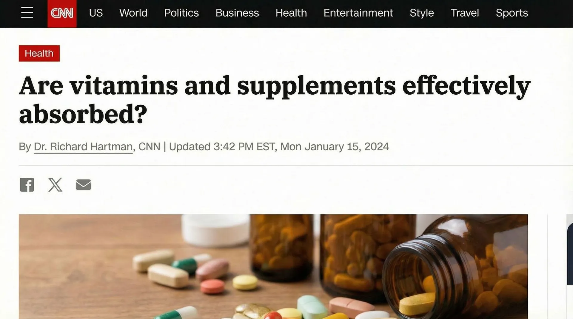 CNN Health article: Are vitamins and supplements effectively absorbed?